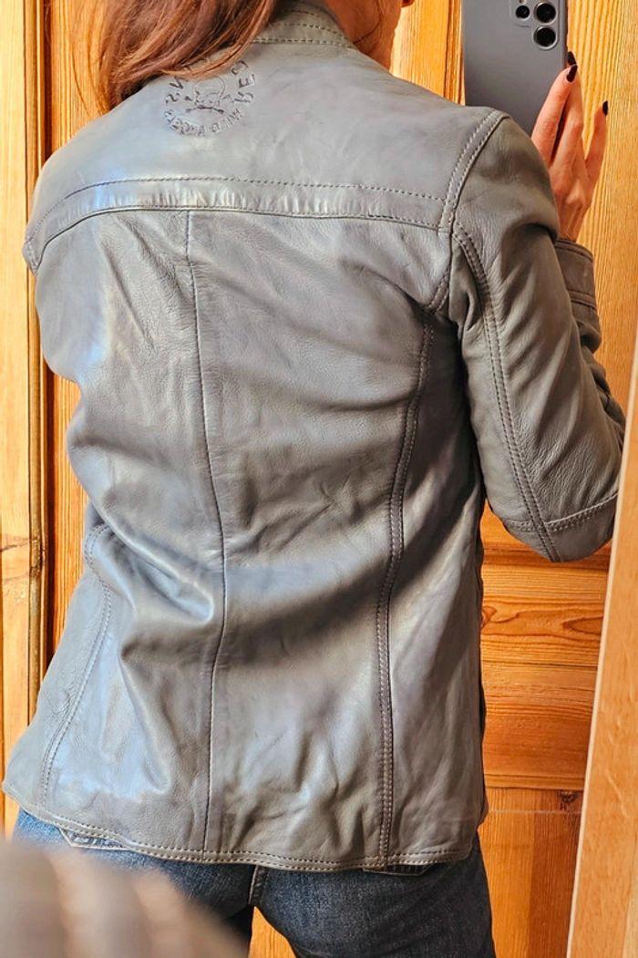 Blouson redskins cuir gris motard neuf - photo numéro 4