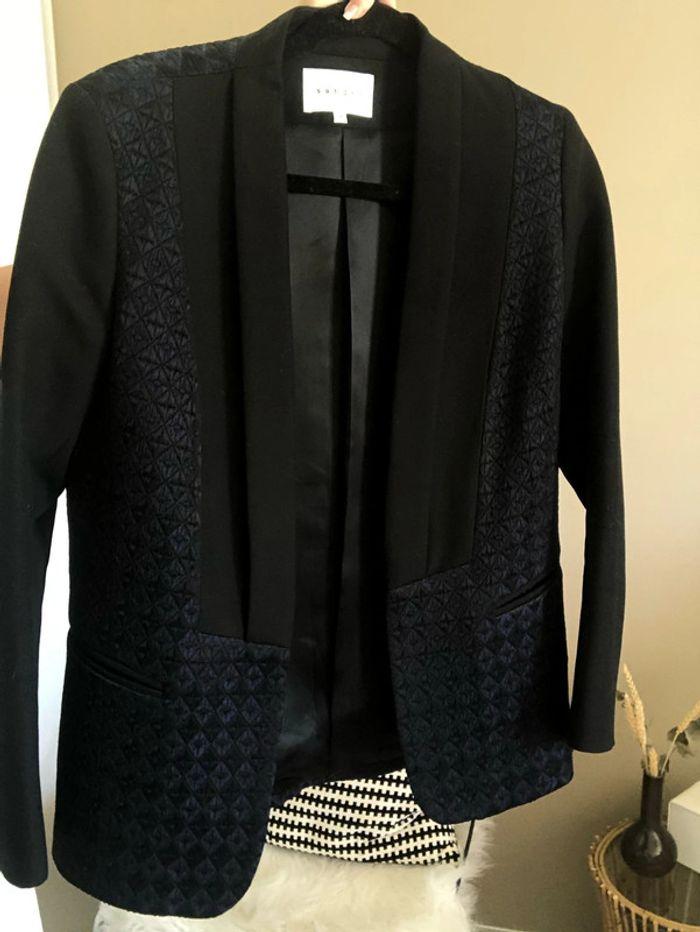 Blazer épais Sandro - noir et bleu nuit - photo numéro 6