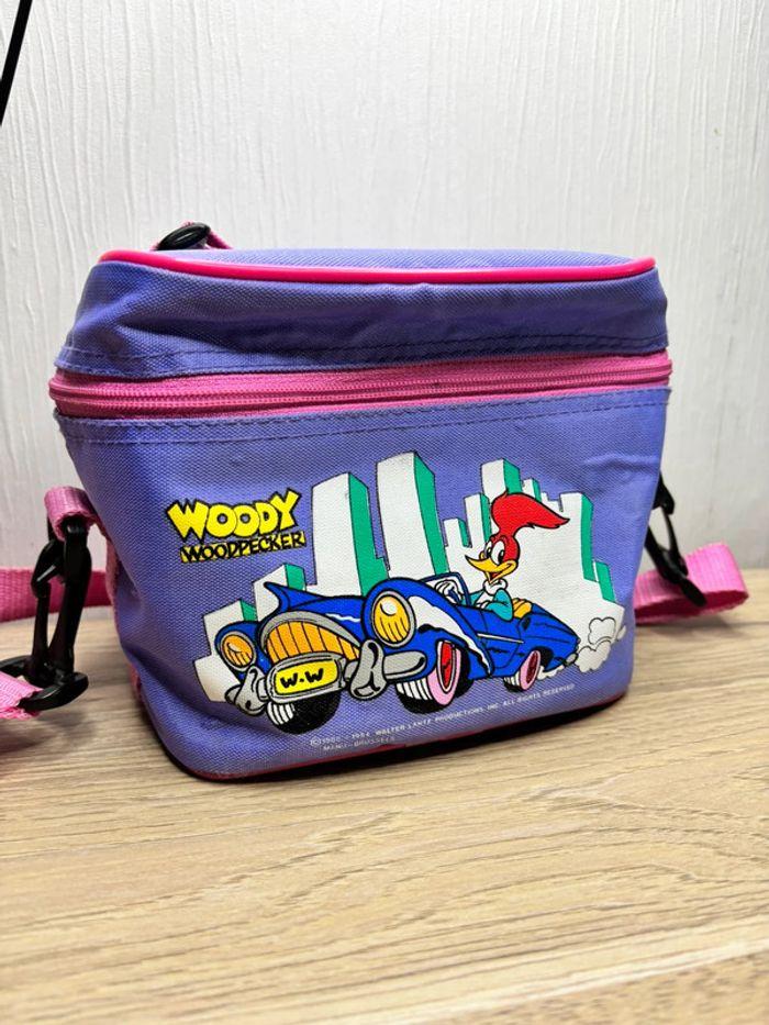 Petit sac vintage rose violet 1980 , goûter lunchbox woody woodpecker - photo numéro 2