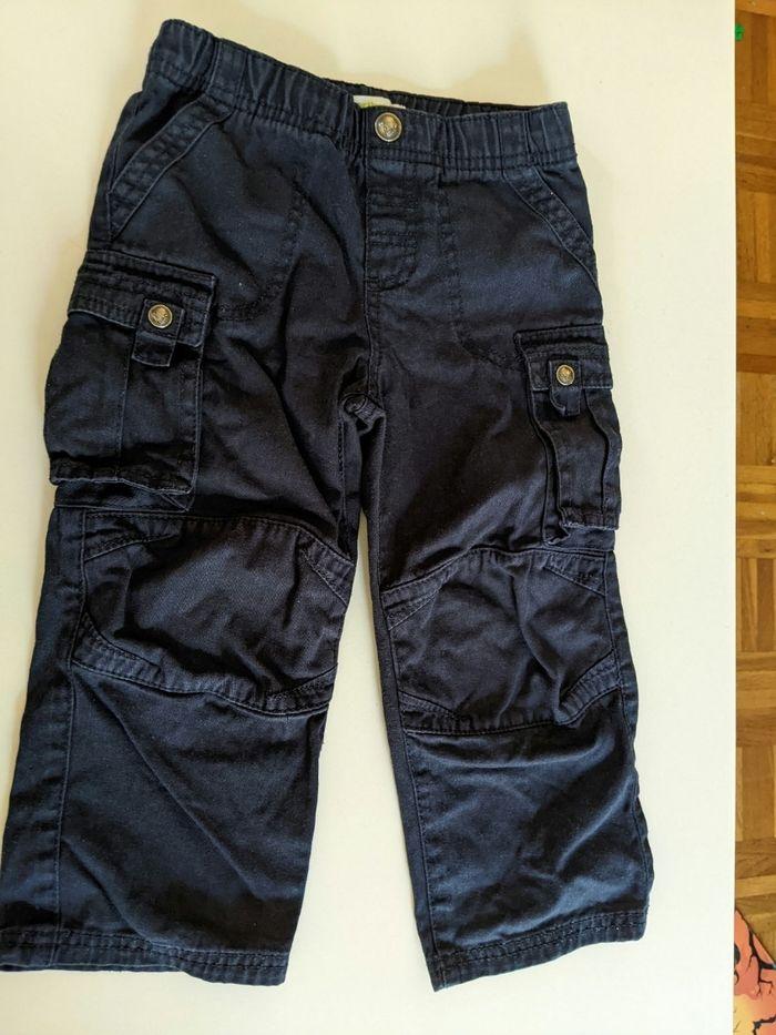 Pantalon bleu marine cargo doublé Vertbaudet 3 ans 94 cm - photo numéro 1