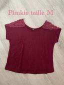 T-Shirt bordeaux dentelle aux épaules pimkie taille M