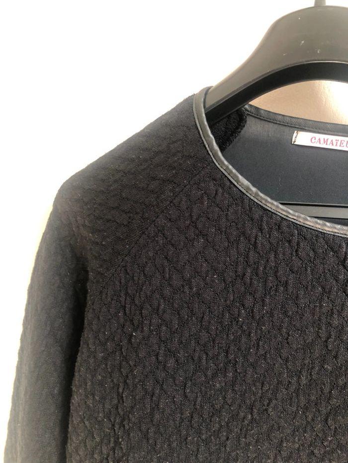 Pull bi matière noir camaïeu taille 1 - photo numéro 2