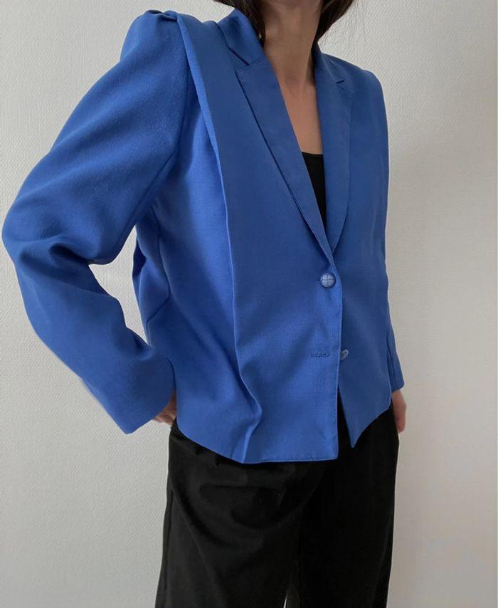 Blazer court bleu à plis - photo numéro 15