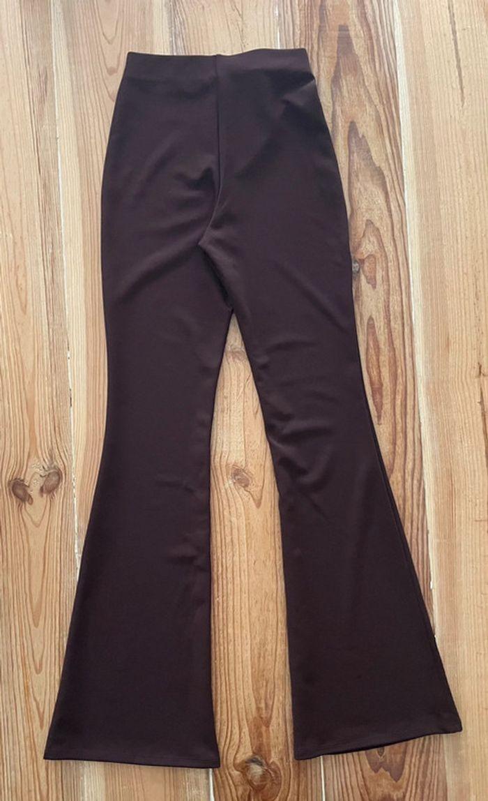 Pantalon taille haute lie de vin H&M taille XS - photo numéro 3