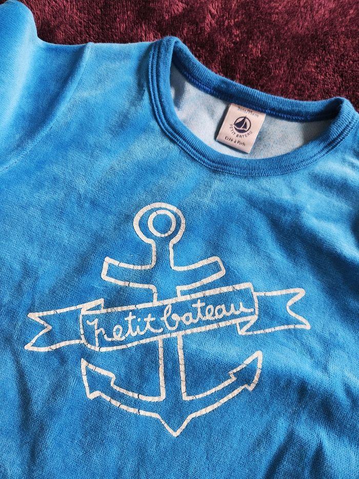 Haut pyjama velours bleu Petit Bateau 3 ans - photo numéro 3