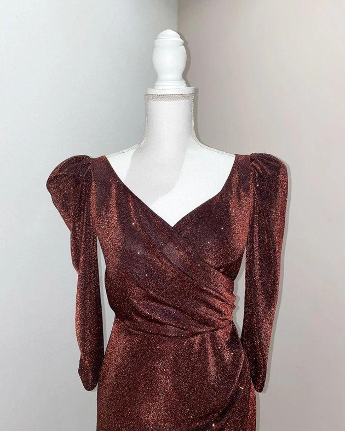 Robe de soirée marron pailleté - photo numéro 2