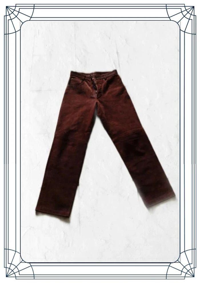 Jeans marron femme cuir véritable taille L/40 - photo numéro 1