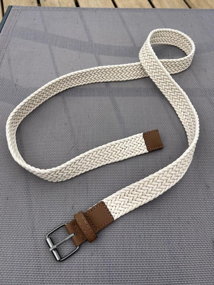 Ceinture tressée blanc crème - photo numéro 1