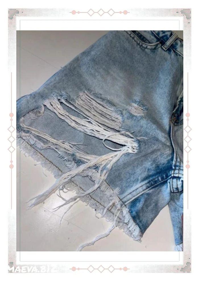 Short jean décontracté mega taille haute denim déchirure destroy bleu clair Trendyol Zalando XS/34 - photo numéro 6