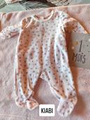 Pyjama rose pale en velours, Kiabi, 1 mois