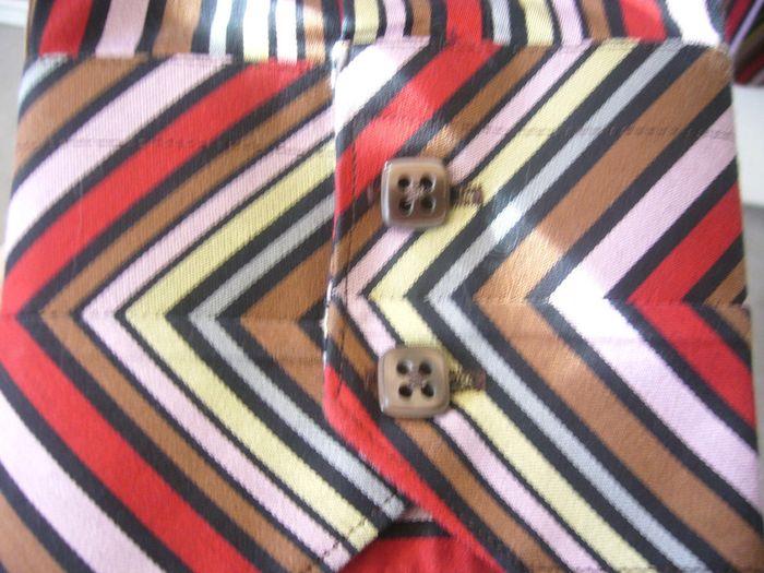 Chemise Italienne boutons carres Chocolat multicolore - photo numéro 5