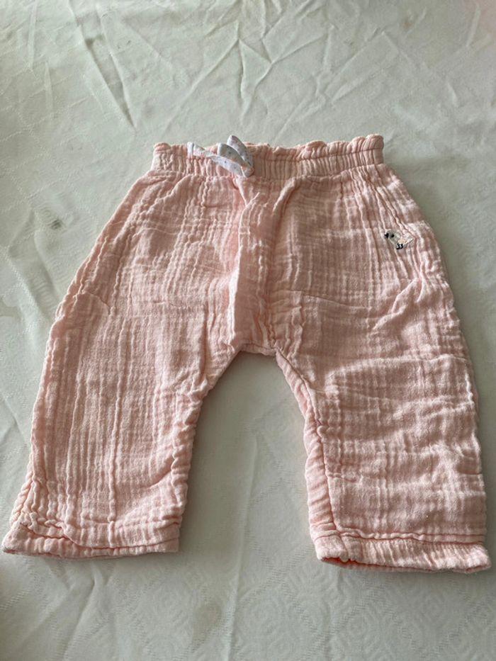 Pantalon bébé fille 6 mois en gaze de coton - photo numéro 1