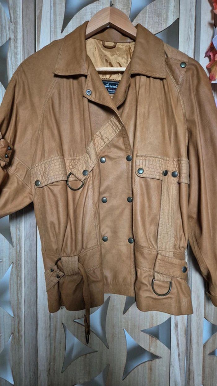 Veste en cuir camel fabrication italienne - photo numéro 9