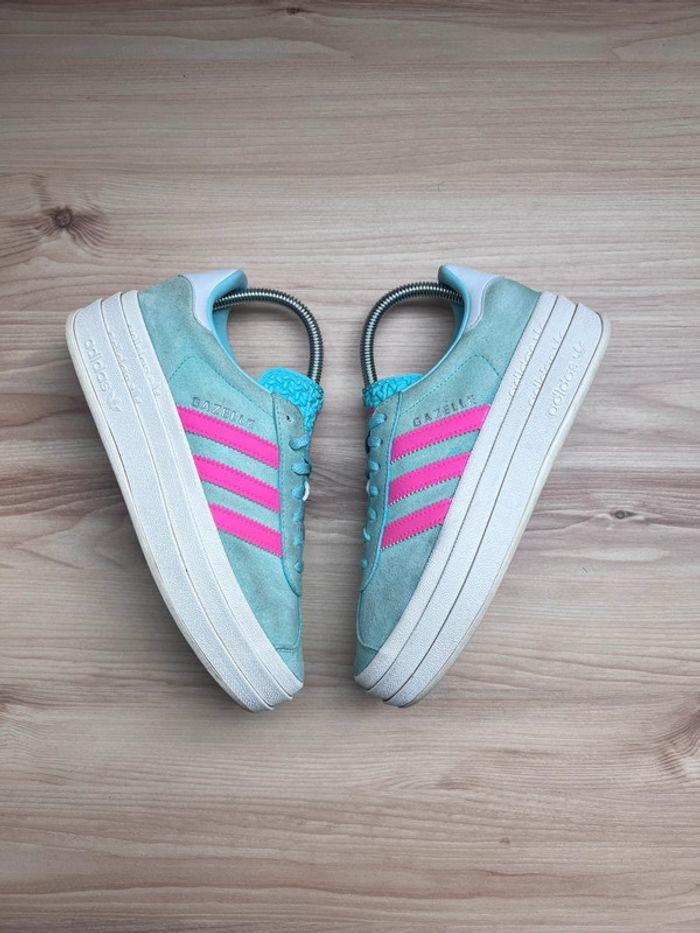 👟 Adidas Gazelle Bold Vert Pastel et Rose Pointure FR 37 1/3 US 6 👟 - photo numéro 1