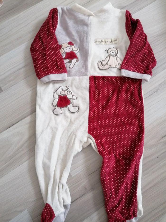 Pyjama une pièce beige et rouge 74 cm - photo numéro 1