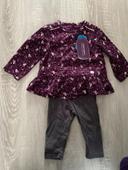 Ensemble sergent major blouse tunique legging bebe fille 6 mois neuf etiquette