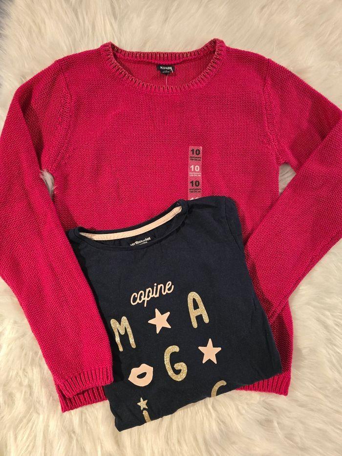 ⚘️⚘️⚘️⚘️ensemble Pull et teeshirt ml 10 ans fille ⚘️⚘️⚘️ - photo numéro 1