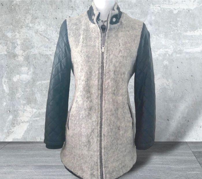 Manteau mi long gris et noir Mim 36/38 - photo numéro 1