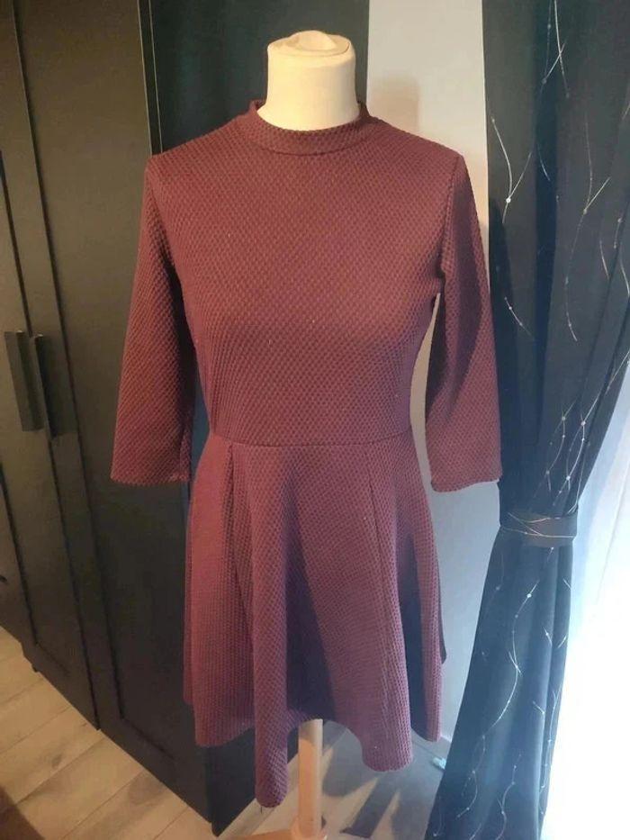 Robe pied de poule mauve bordeaux et noir taille 36 - photo numéro 1