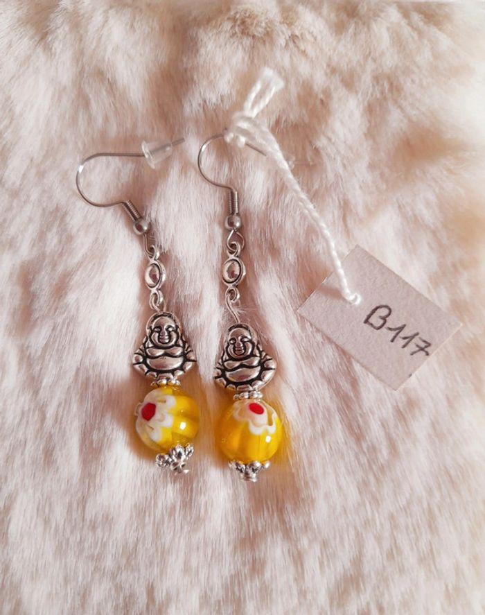 Boucles d'oreilles bouddha ethnique hippie bohème elfique médiéval angélique