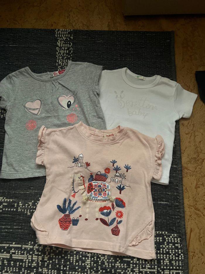 Lot t-shirt bébé fille 6 mois DPAM/Benetton - photo numéro 1