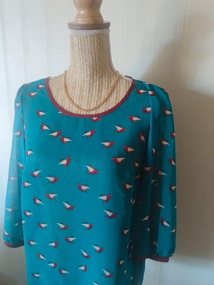 Blouse bleue imprimée taille M/38 - photo numéro 2