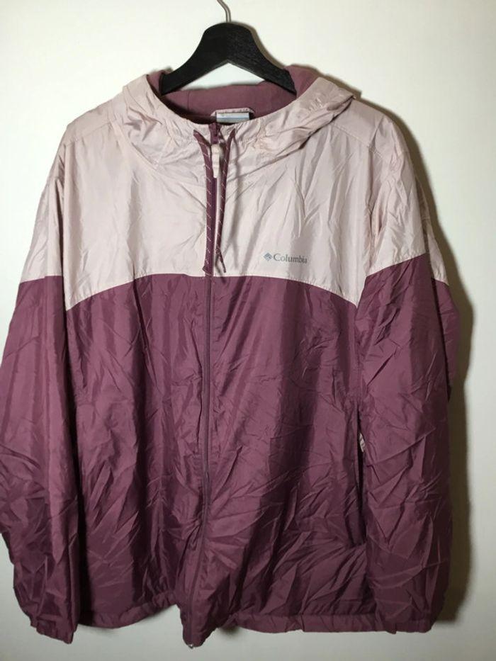 Coupe-vent à capuche doublure polaire pour femme Columbia bordeaux et crème taille 3X 116 - photo numéro 1