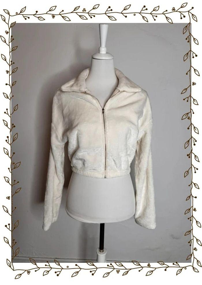 Blouson court en polaire velours blanc taille XS - photo numéro 1