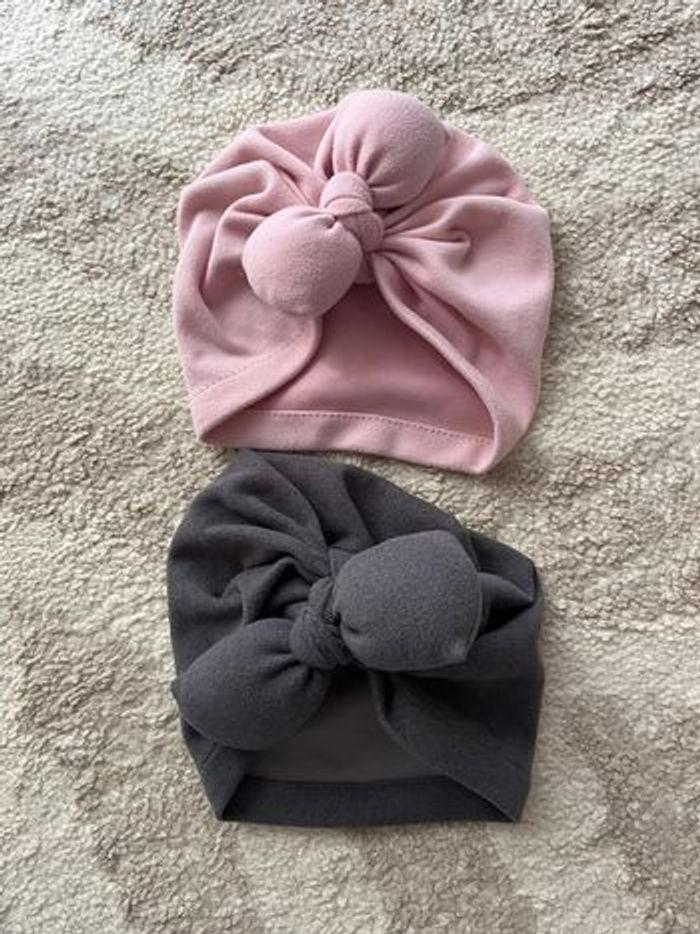 Lot de 2 turban avec noeuds bébé fille - photo numéro 1