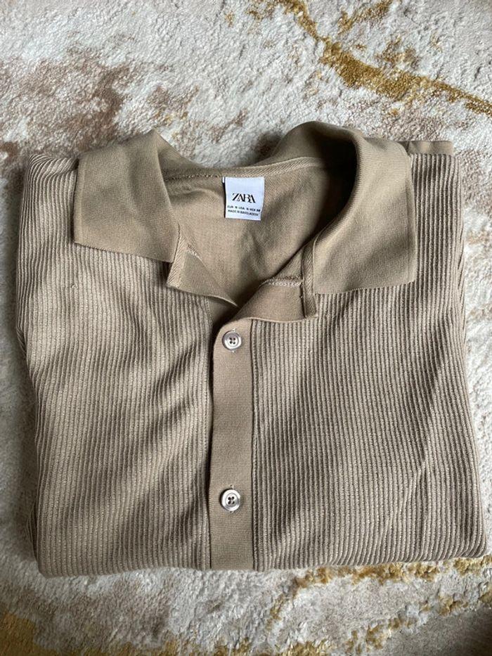 T-shirt chemise beige/marron homme Zara - photo numéro 5