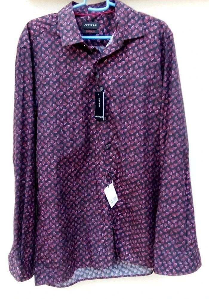 Chemise manches longues bordeaux à motifs Jupiter taille L - photo numéro 8