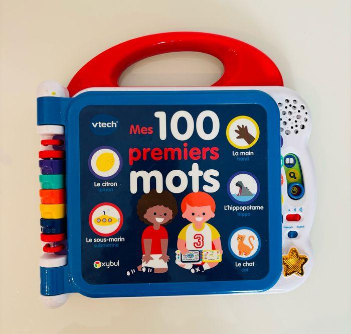 Oxybul Vtech 18 mois - 4 ans mon premier imagier bilingue français anglais mes 100 premiers mots livre éducatif électronique interactif bébé 12 pages illustrées animaux aliments couleurs parties du corps vêtements contraires lot SOP77 - photo numéro 2