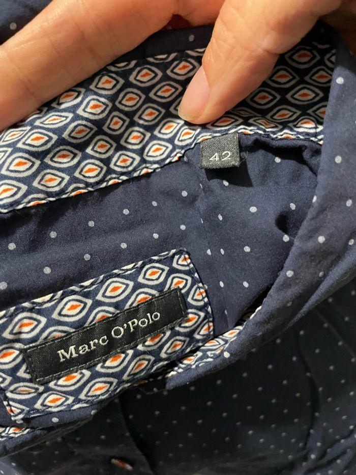 Chemise à manches longues bleu marine à pois blanc marc’o polo taille 42 - photo numéro 8