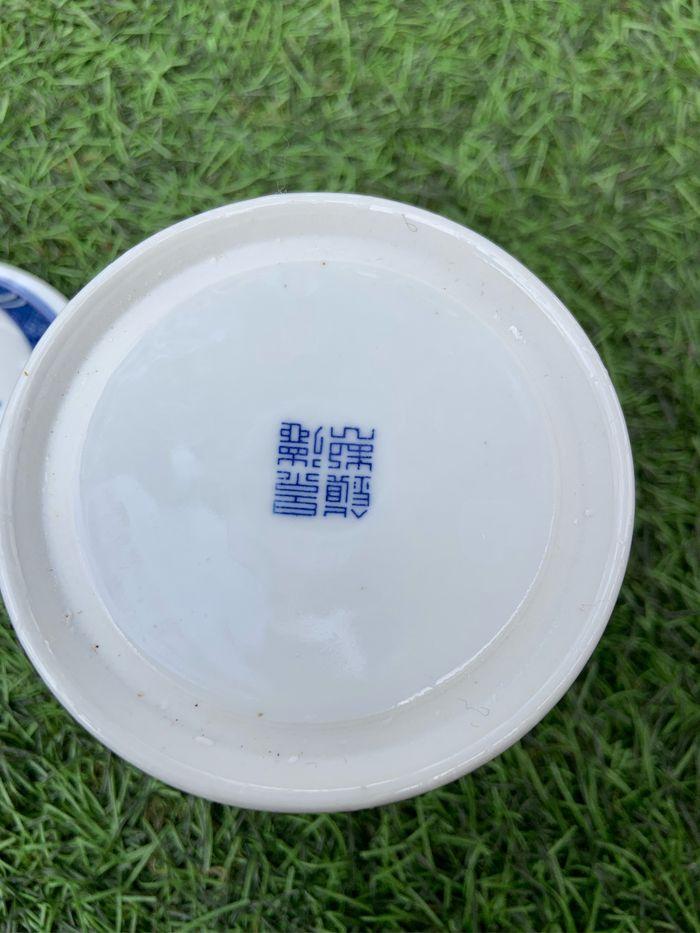 Grande tasse à couvercle en porcelaine de Chine bleu et blanc - photo numéro 5