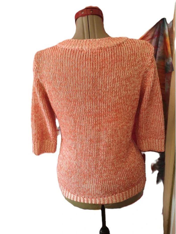 Pull chiné manche 3/4 rose blanc Mim Taille 42 - photo numéro 3