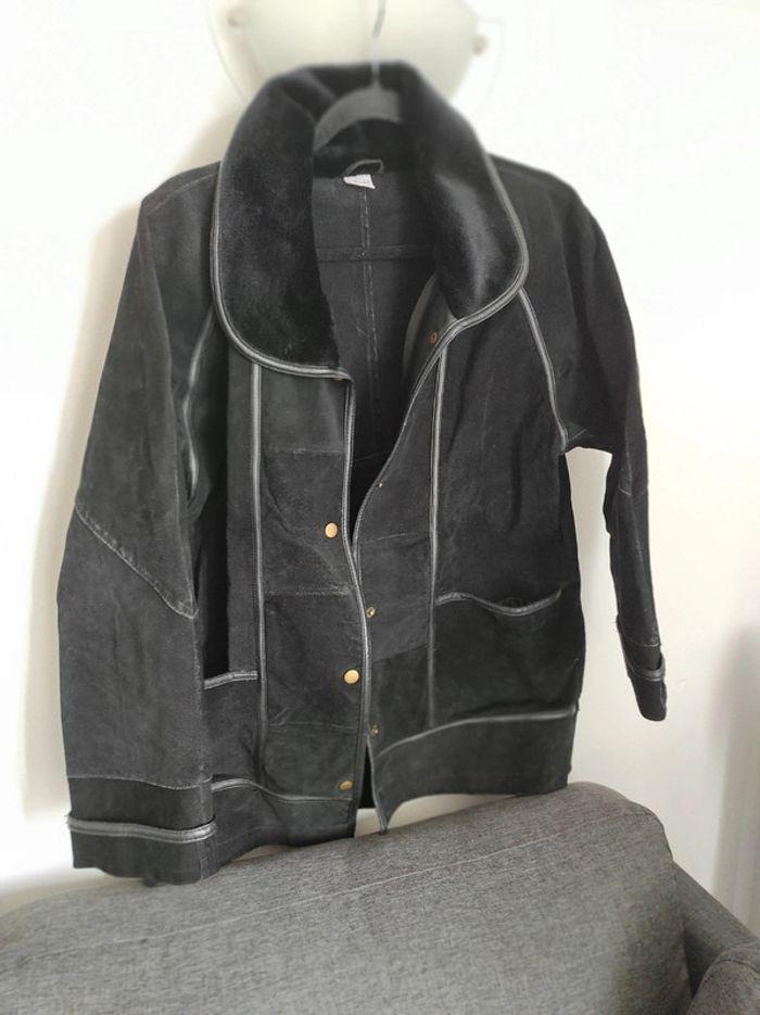 Veste vintage cuir noir - photo numéro 1