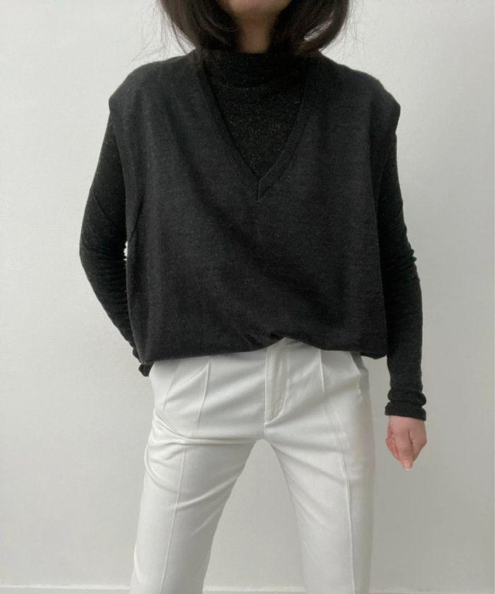 Oversized pull long sans manches anthracite - photo numéro 8