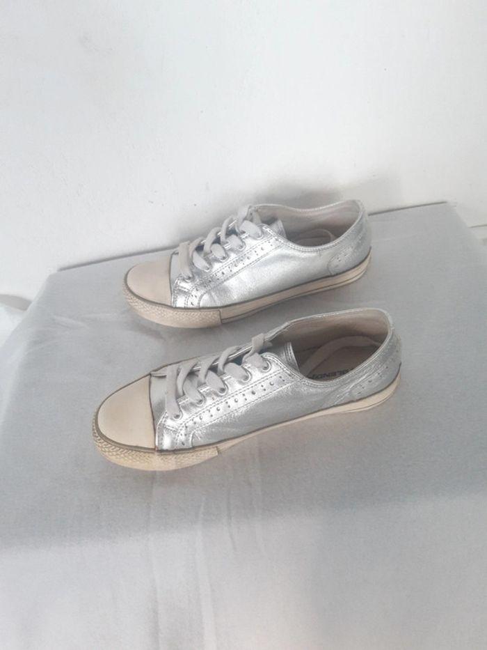 Basket en cuir argenté silver taille 40 femme marque BlendShe - photo numéro 6