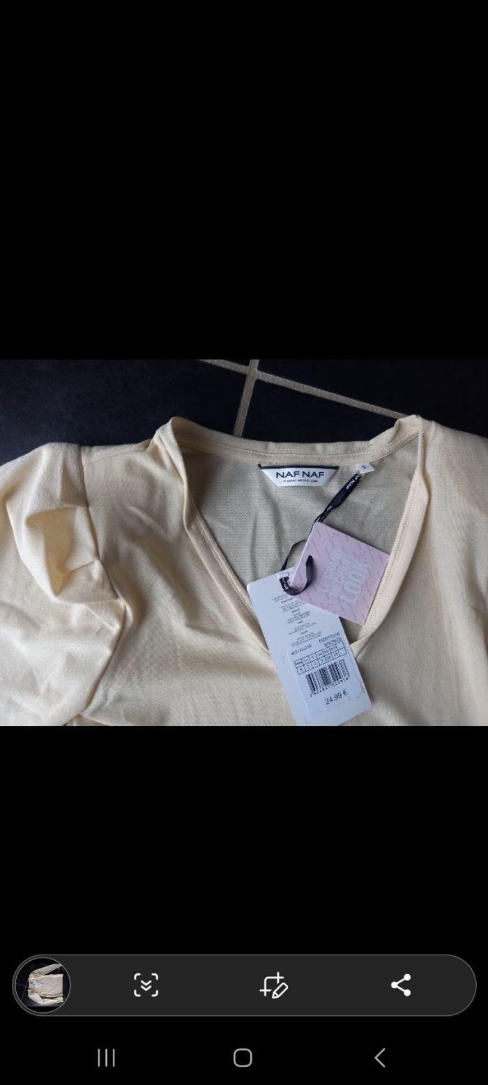 Top pailleté Naf Naf beige - photo numéro 2