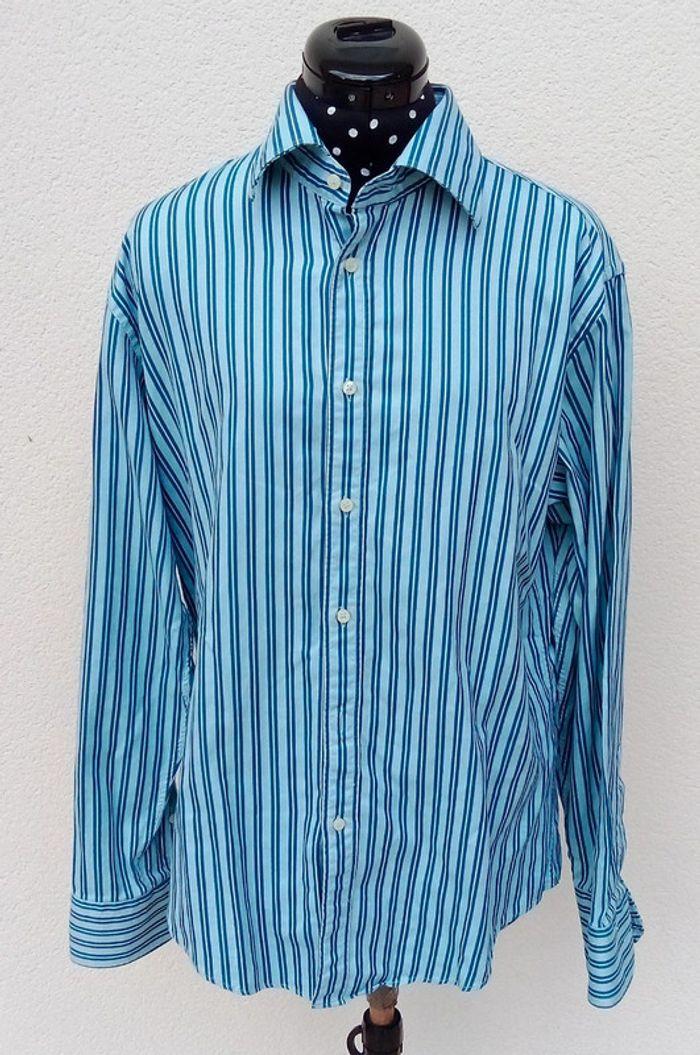 Chemise manches longues Zara Man bleue turquoise taille XL - photo numéro 1