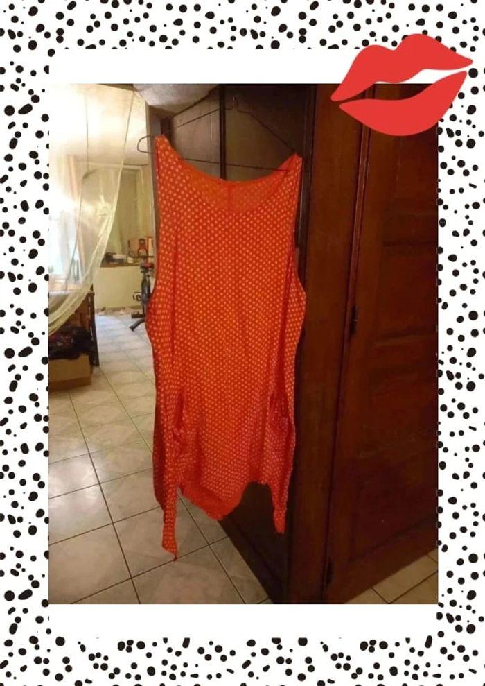 Robe corail à pois blancs taille XXXL/46 - photo numéro 6