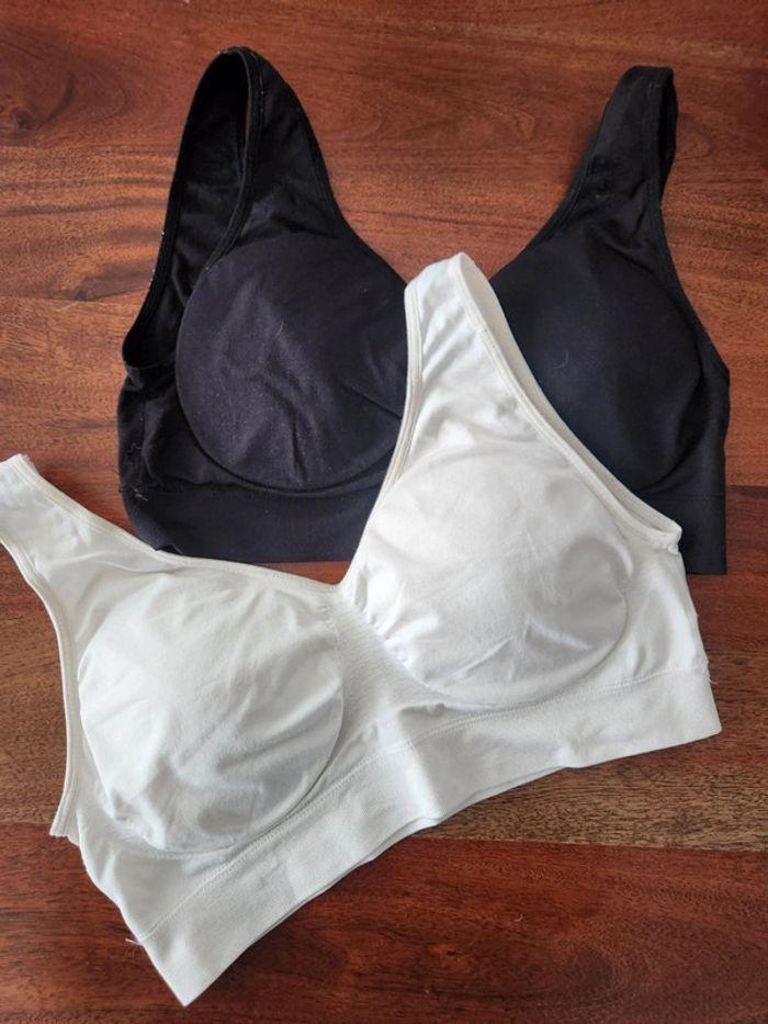 Lot de 2 Brassières Coton Noir Blanc T.XL - photo numéro 1