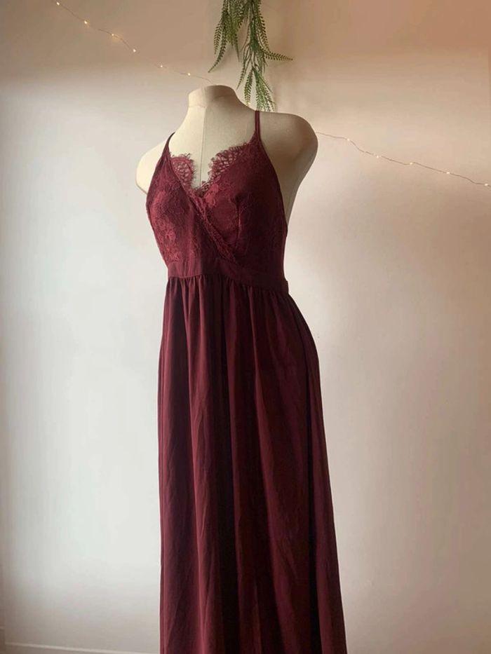 Robe bordeaux dentelle - taille M - photo numéro 3