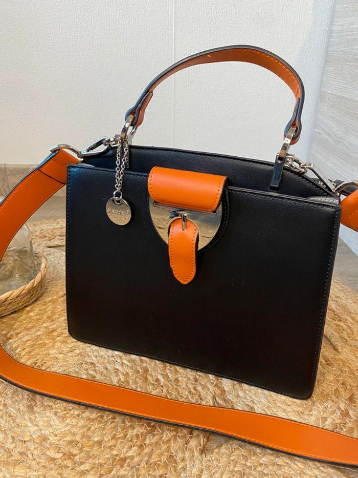 Sac à main avec bandoulière noir et orange Alex Max - photo numéro 2