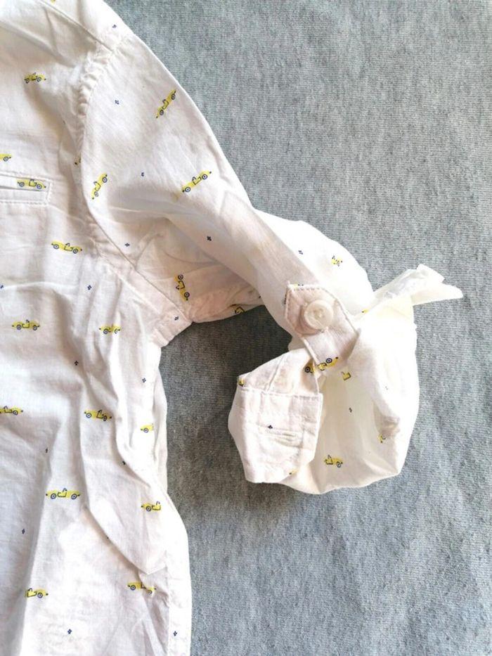 Chemise manches longues, col mao, voiture, blanc/jaune, Du pareil au même, 2ans, - photo numéro 3