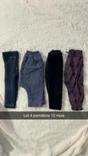 Lot 4 pantalons 12 mois