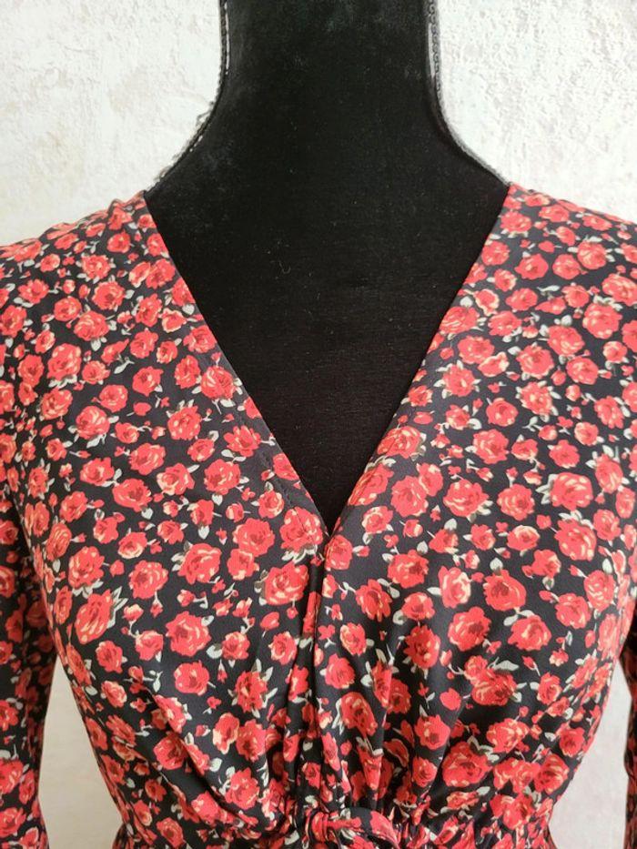 Blouse fleuri noir rouge shein taille 44 - photo numéro 4