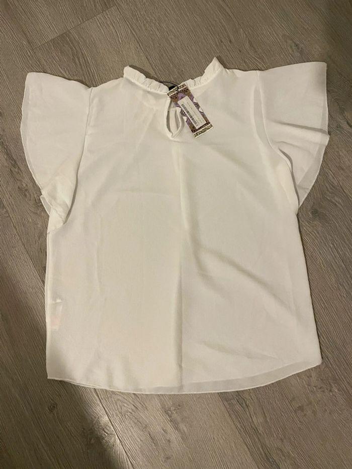 Blouse à manches courtes blanc volant manche et col neuf boohoo taille 36 - photo numéro 6