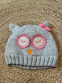 Bonnet hibou gris fourré - fille