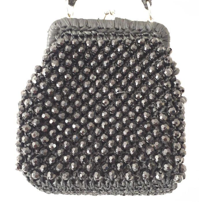 Minaudière vintage perles noires - photo numéro 2